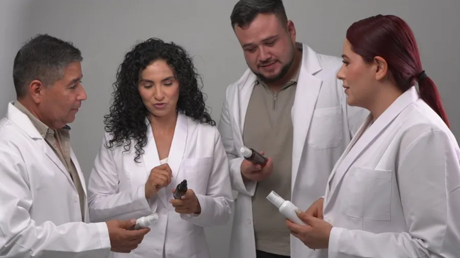 El equipo de médicos y químicos farmacéuticos de MICHARLAB revisando fórmulas